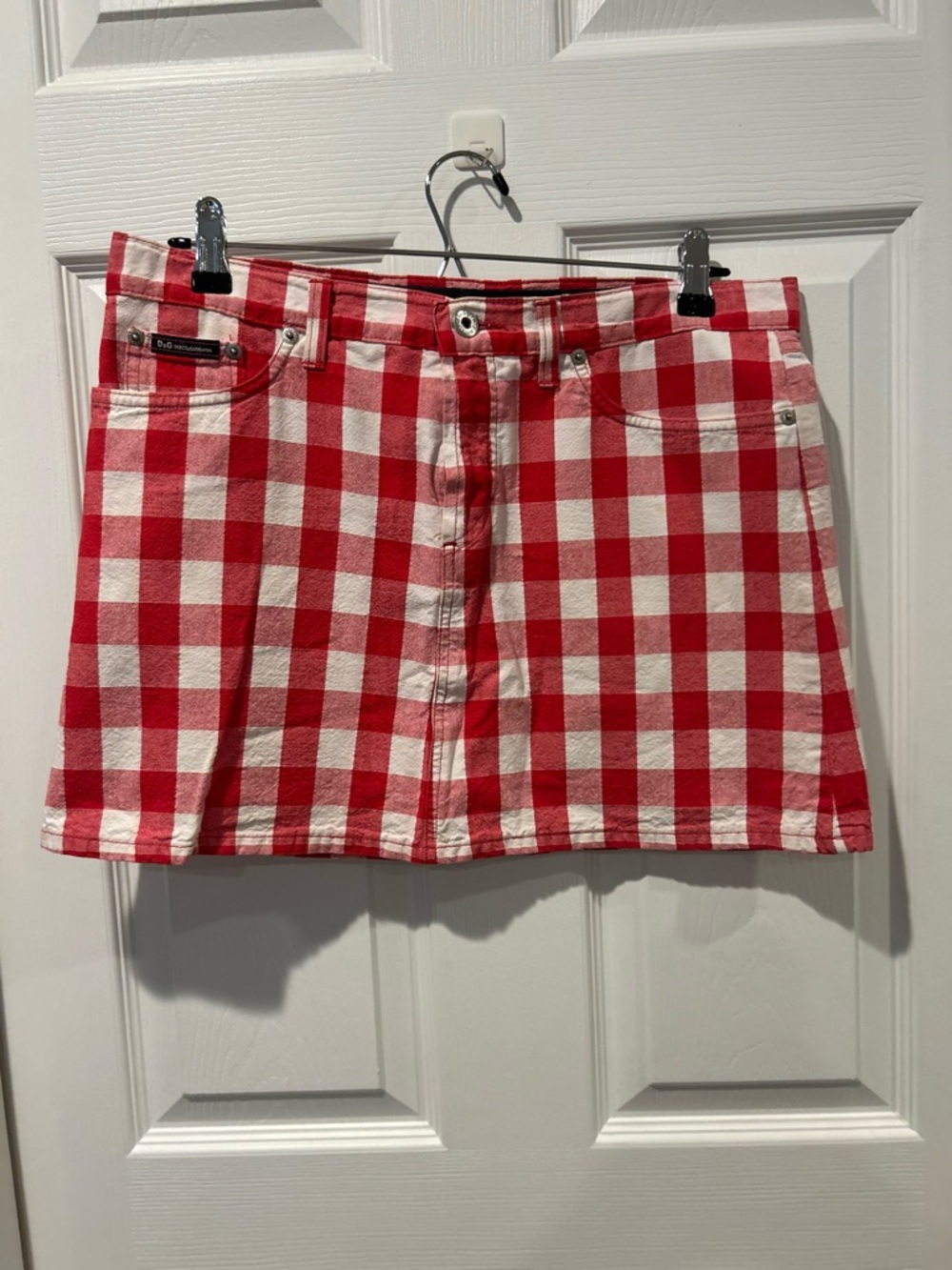 “Dolce & Gabbana D&G Red Gingham Mini Skirt Y2K Cotton Picnic Aesthetic - Picture 6 of 8